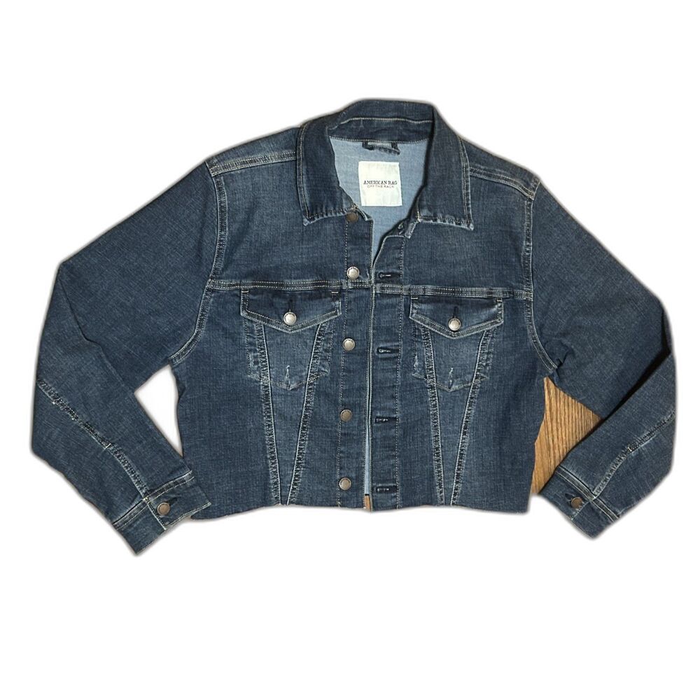 American Rag Off The Rack Women's Distressed Denim Jacket Sz Lg